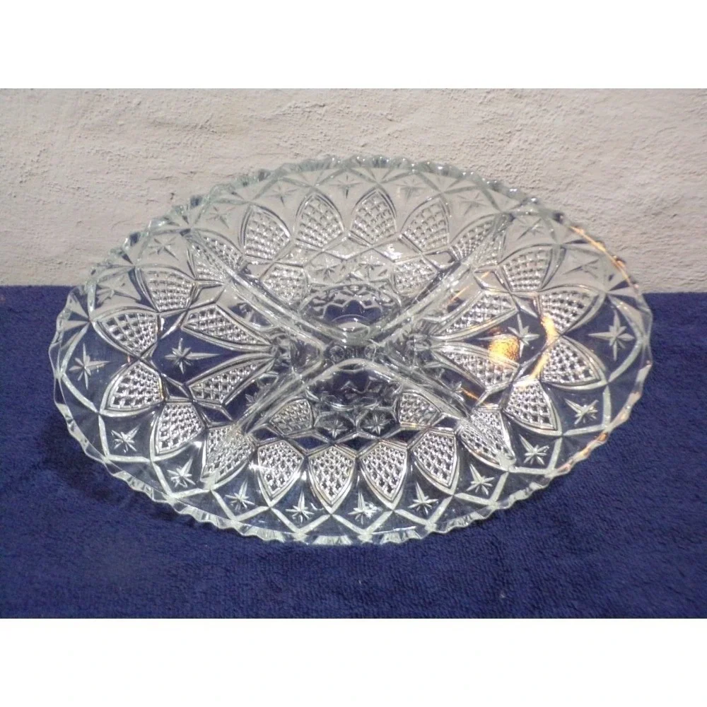 Vintage Oval Mayell Queen Anne Relish Tidbit Divided Dish on Pedestal
